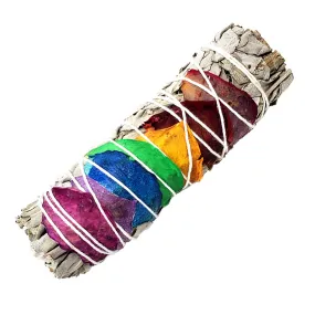 7 Chakra and White Sage Smudge Stick 3-4