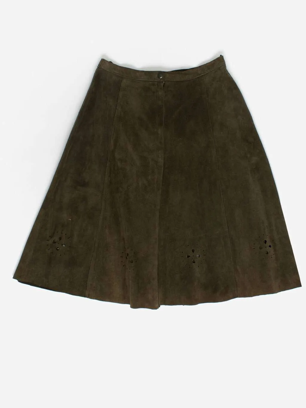 70s vintage forest green suede skirt – Medium