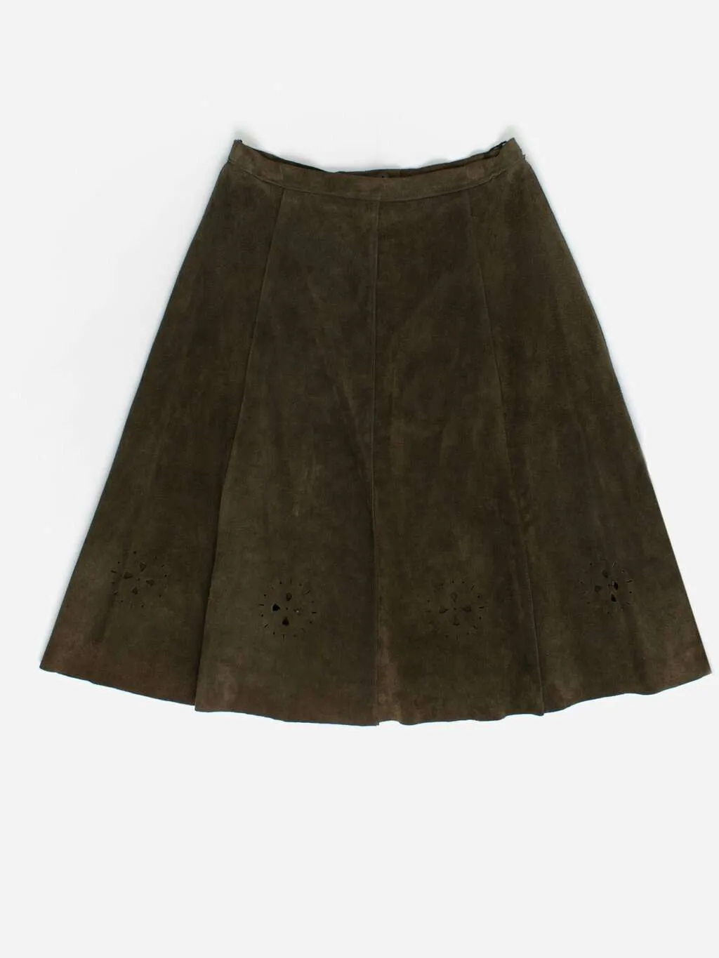 70s vintage forest green suede skirt – Medium