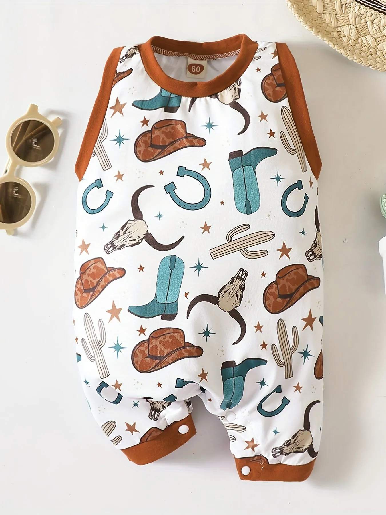 Adorable Sleeveless Romper Cute Cartoon Print for Baby Boys