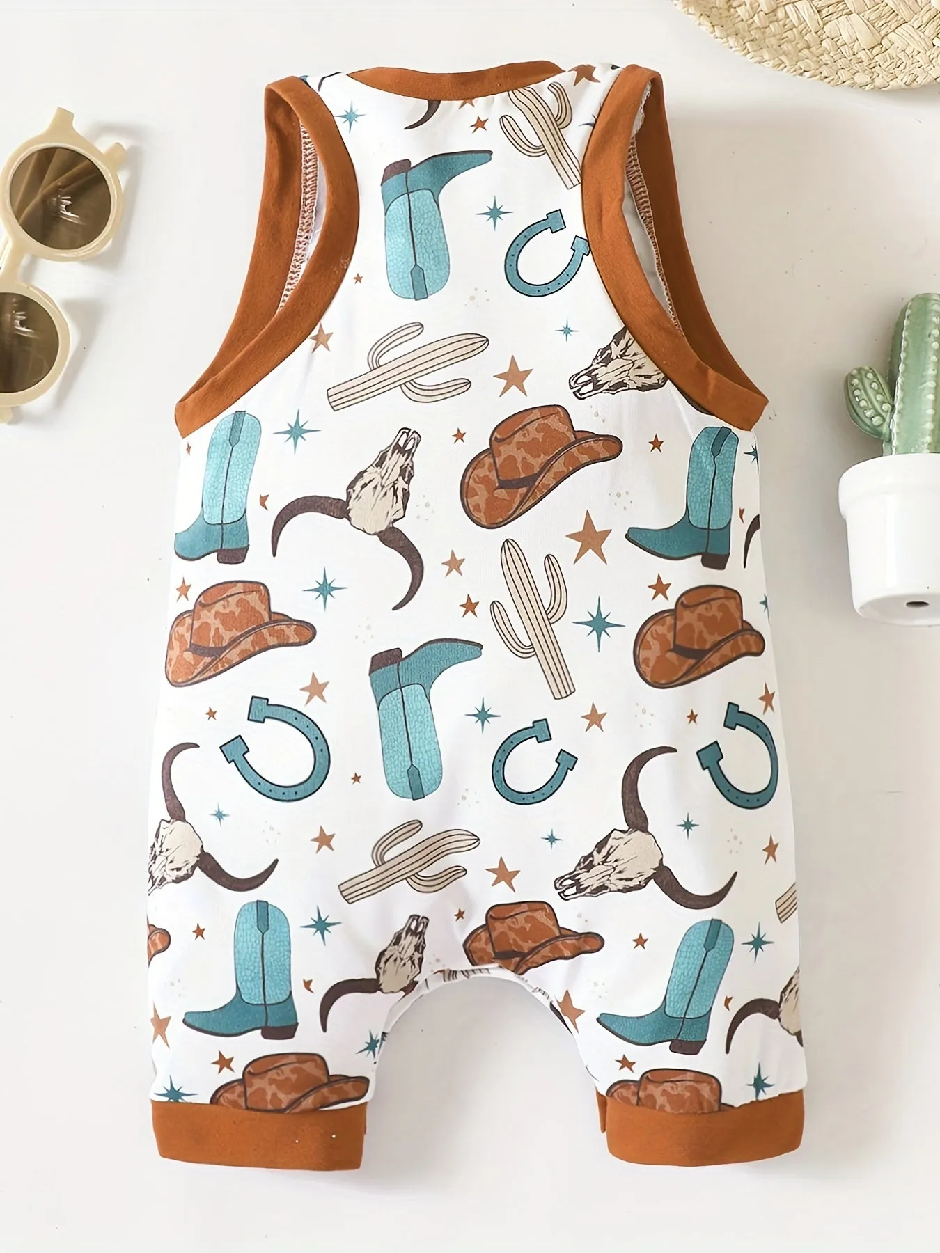 Adorable Sleeveless Romper Cute Cartoon Print for Baby Boys