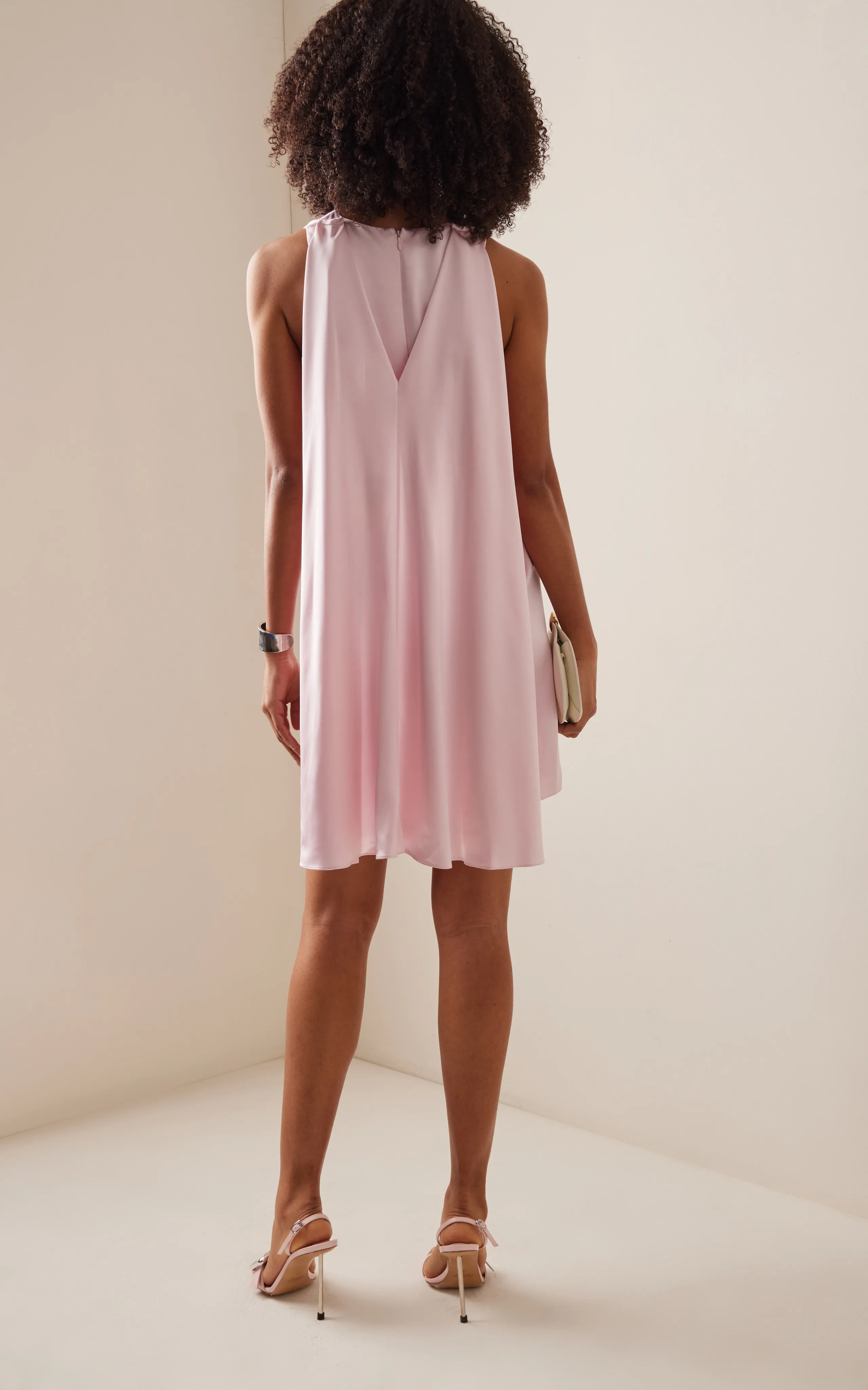 Alejandra Alonso Rojas Exclusive Convertible Silk-Satin Mini Cape Dress