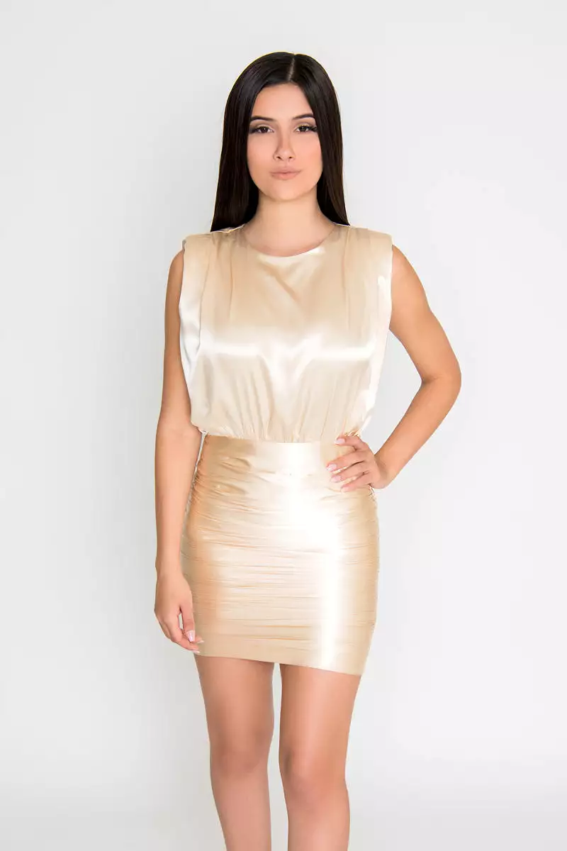 Alivia Satin Dress - Champagne