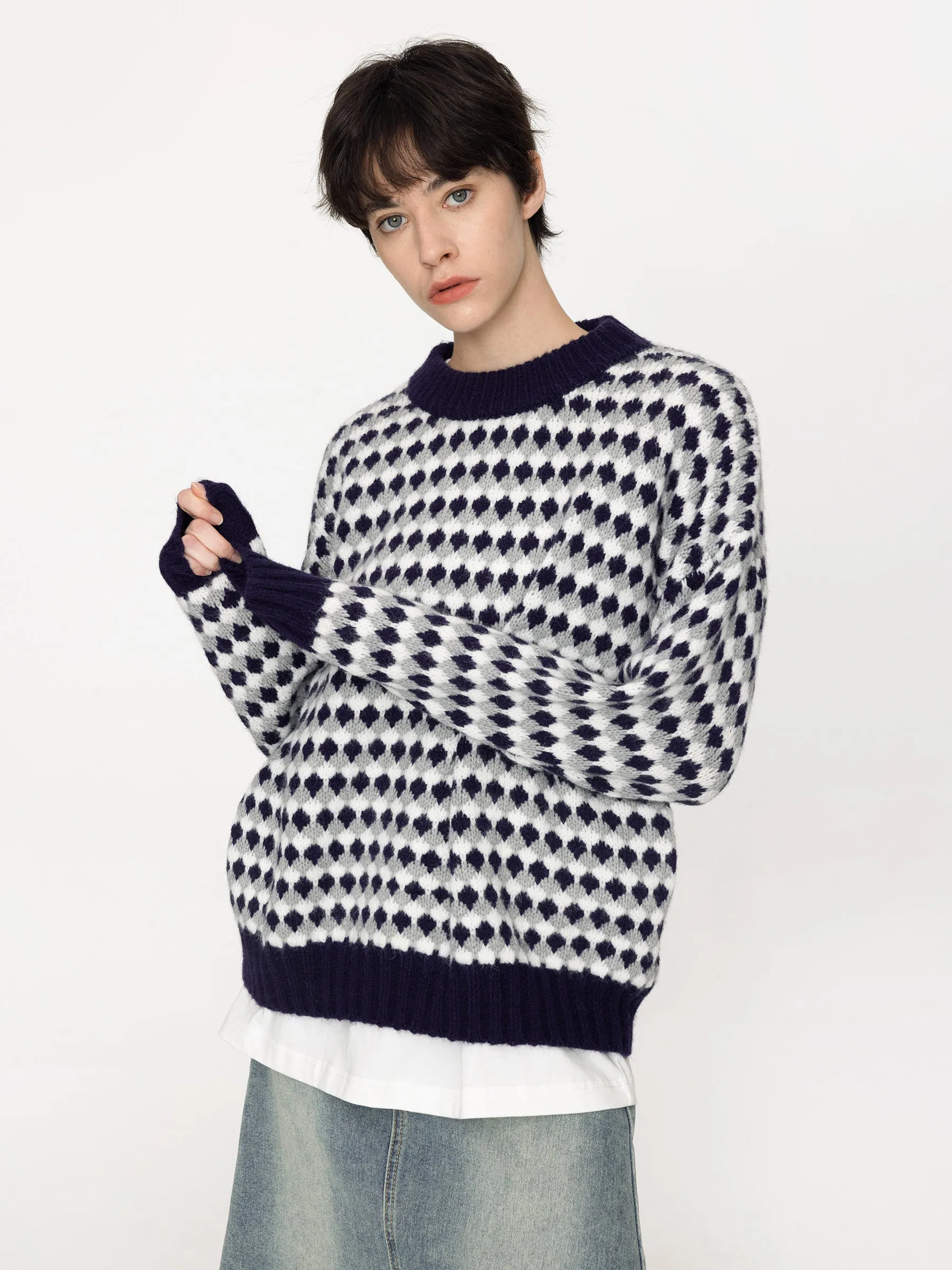 All Over Geometric Knit Sweater