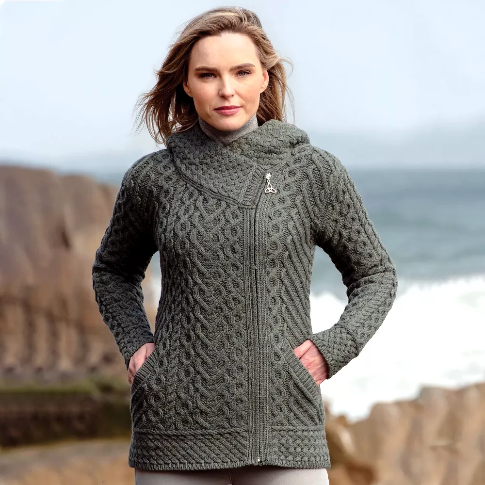 Aran Side Zip Hooded Cardigan [3 Colors]