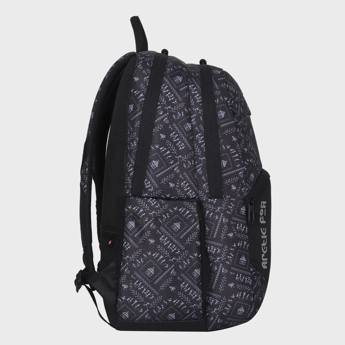 Arctic Fox Warli Black Laptop Backpack