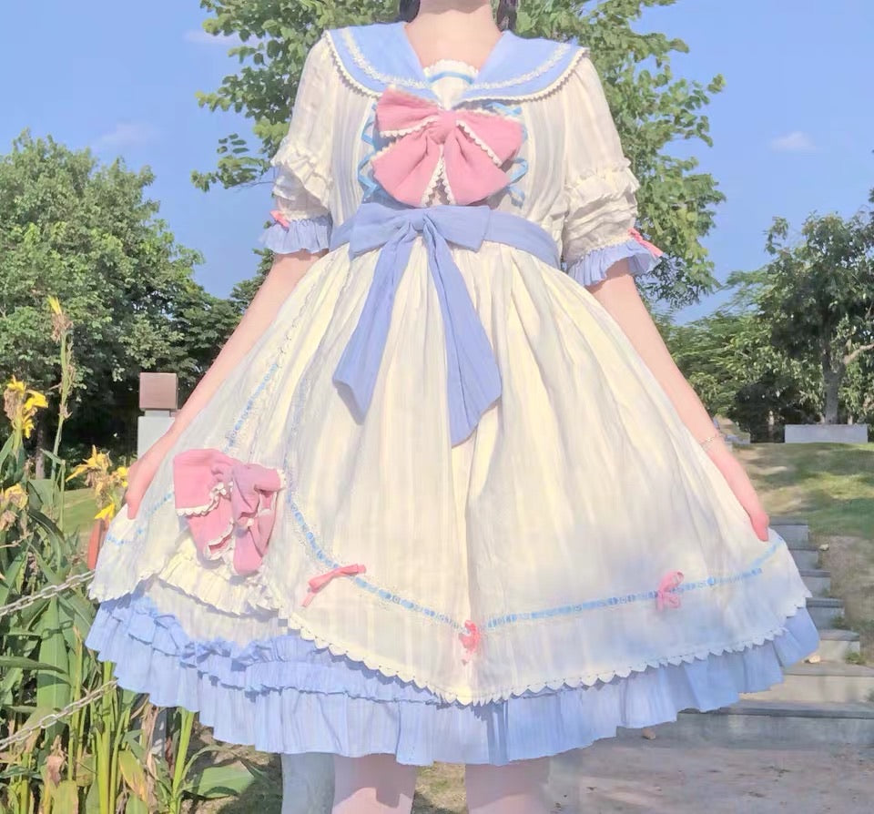 Baby blue little sailor Lolita dress one piece