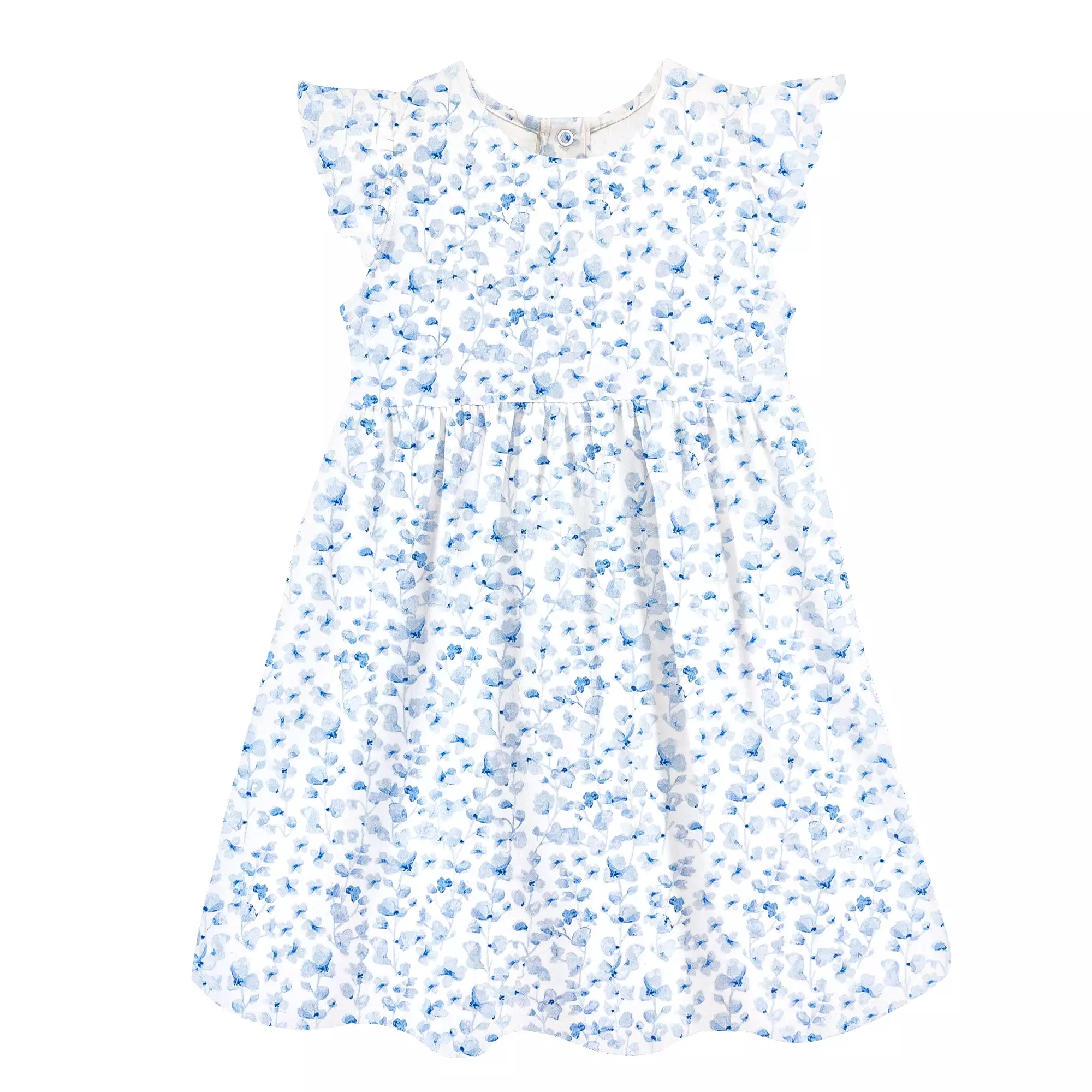 Baby Club Chic - Blue Begonias Toddler Ruffle Dress