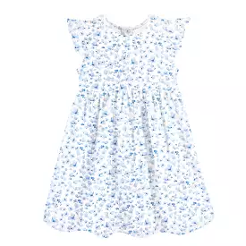 Baby Club Chic - Blue Begonias Toddler Ruffle Dress