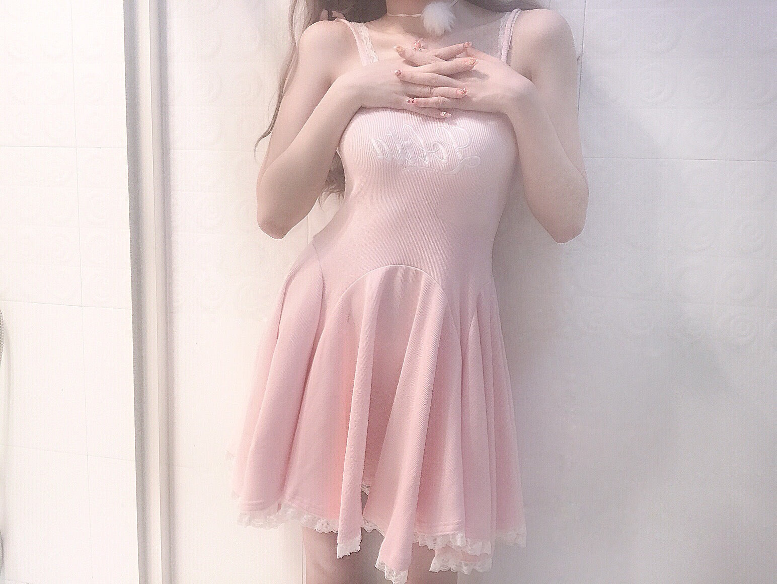 ballet style pink slip dress