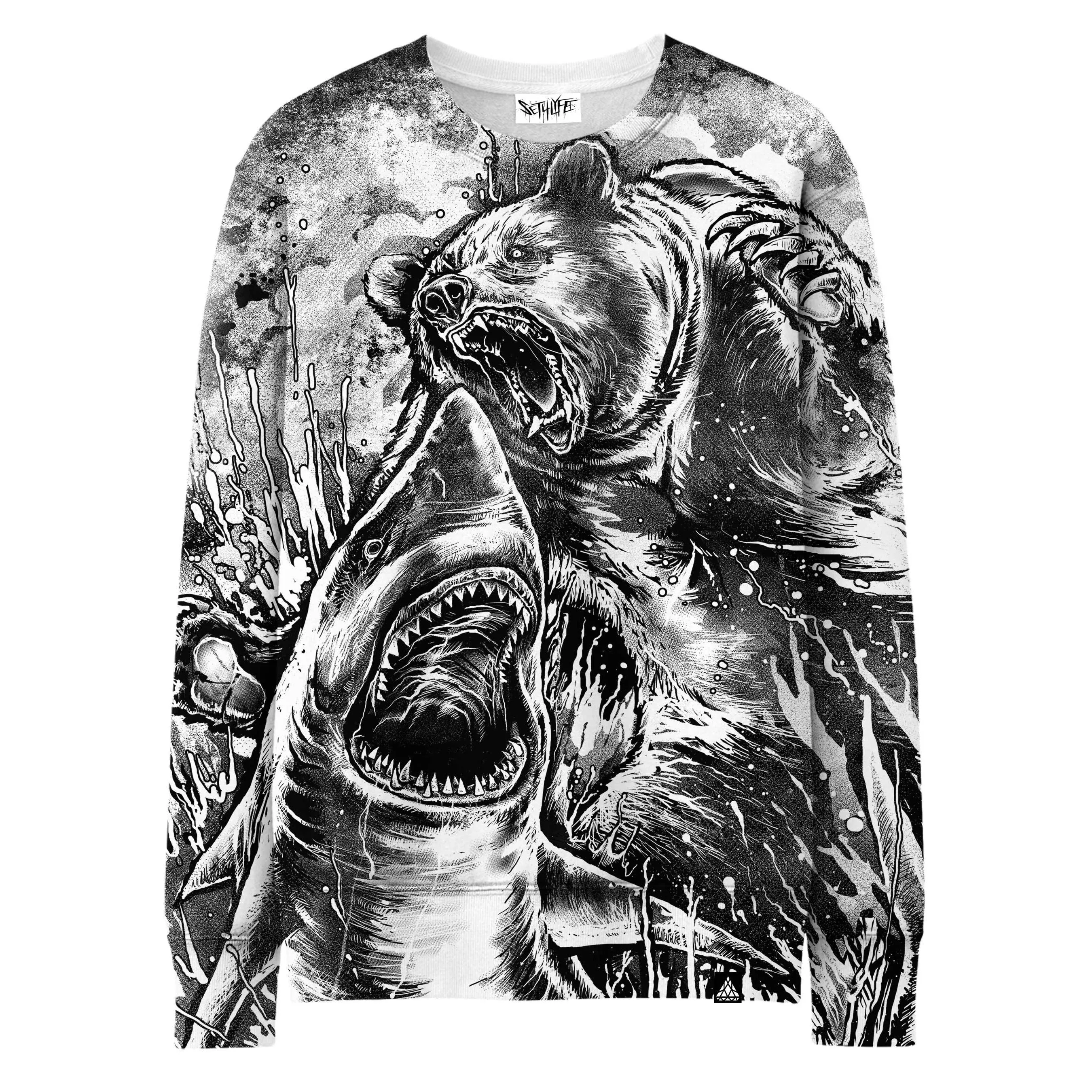 BEAR VS SHARK (BLACK & WHITE EDITION) SWEATSHIRT