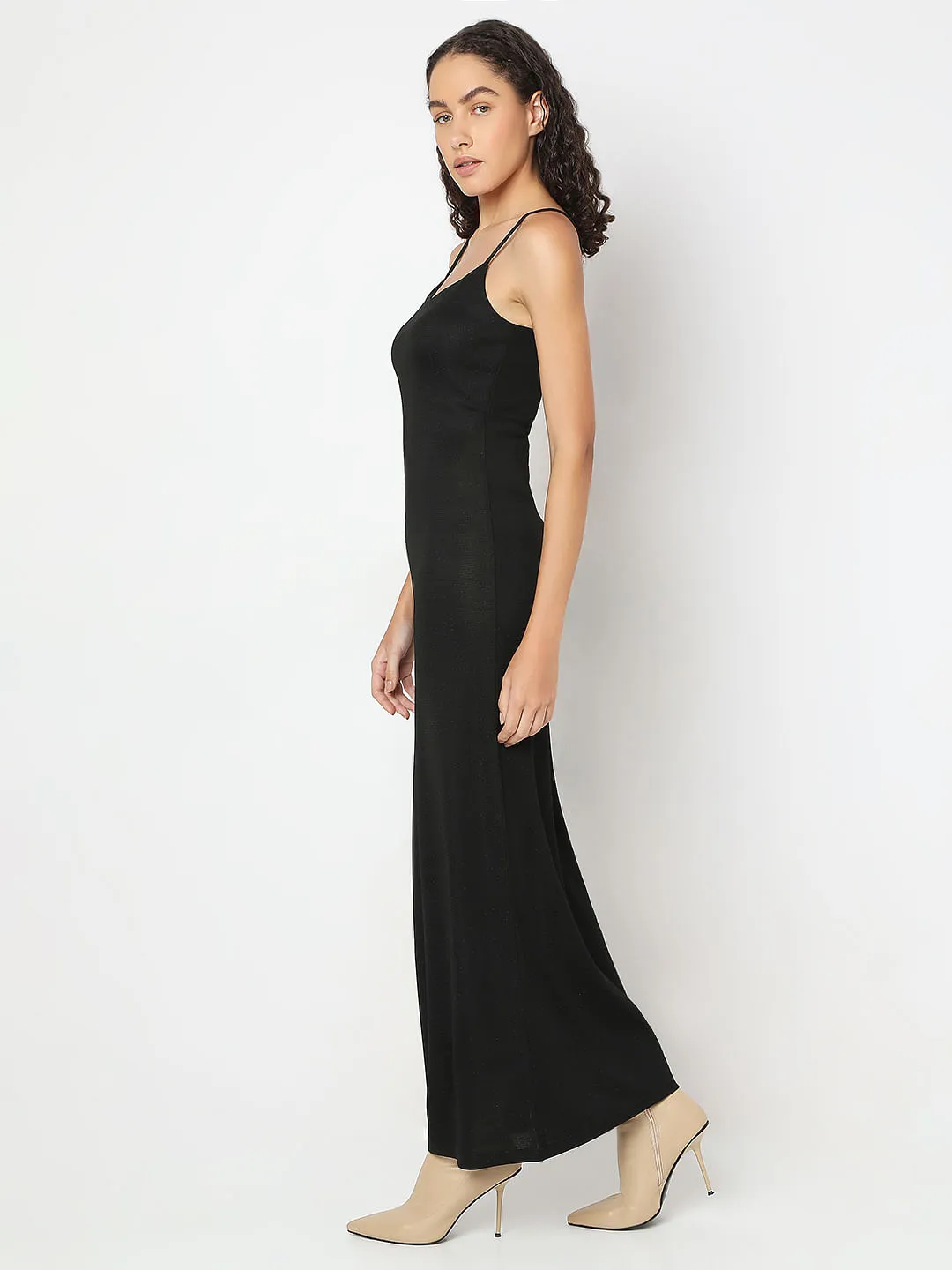 Black Shimmer Singlet Maxi Dress