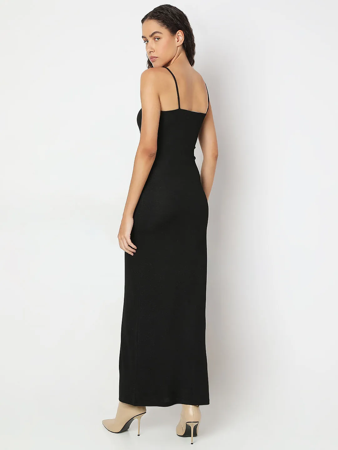 Black Shimmer Singlet Maxi Dress