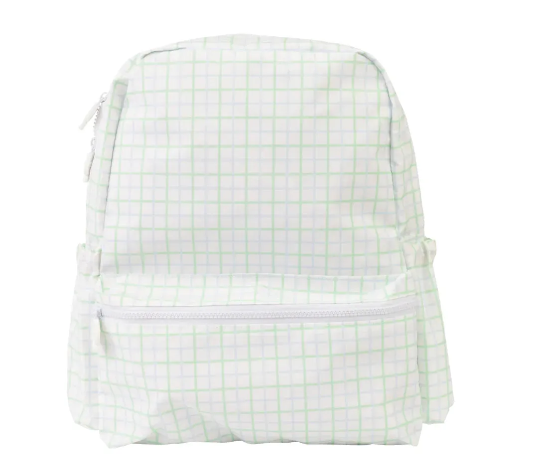 Blue and Green Windowpane Large Backpack