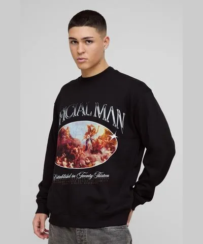 boohoo Mens Oversized Official Man Renaissance Graphic Sweatshirt