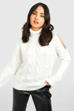 Cable Detail Knitted Turtleneck Sweater