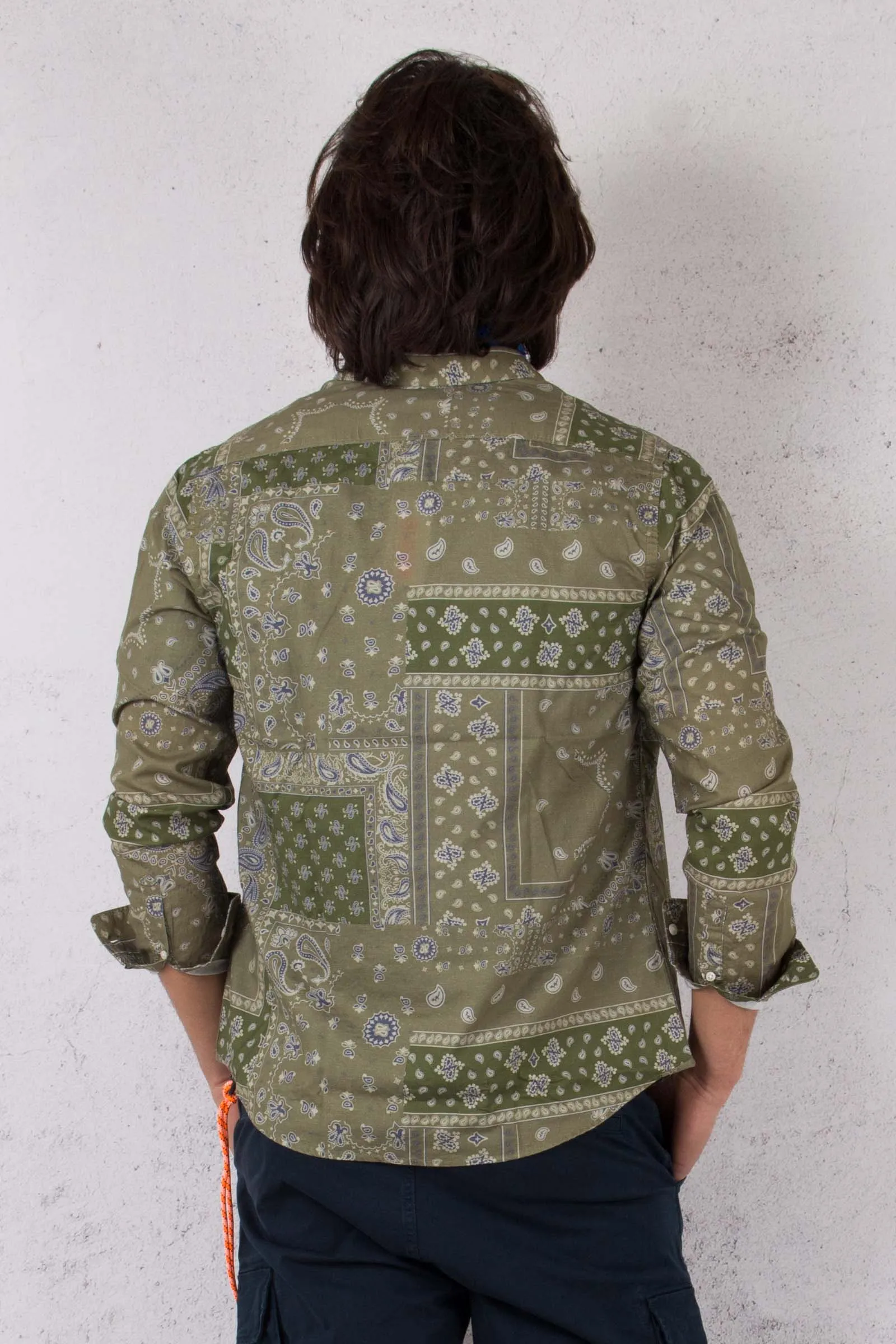 Camicia Lino Stampa Bandana Militare