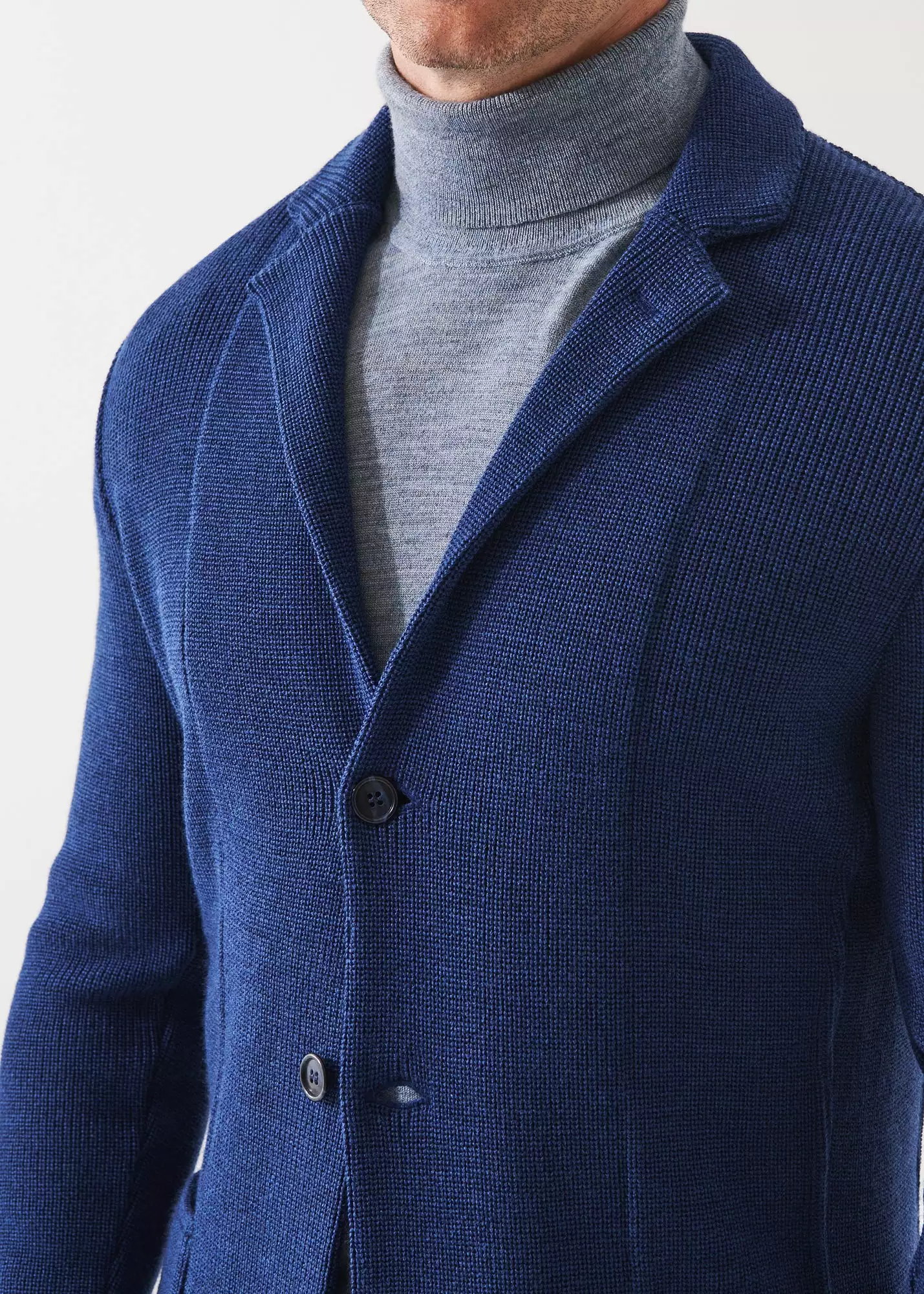 CARDIGAN STITCH MERINO WOOL 3-BUTTON BLAZER