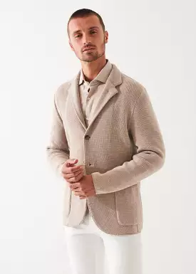 CARDIGAN STITCH MERINO WOOL 3-BUTTON BLAZER