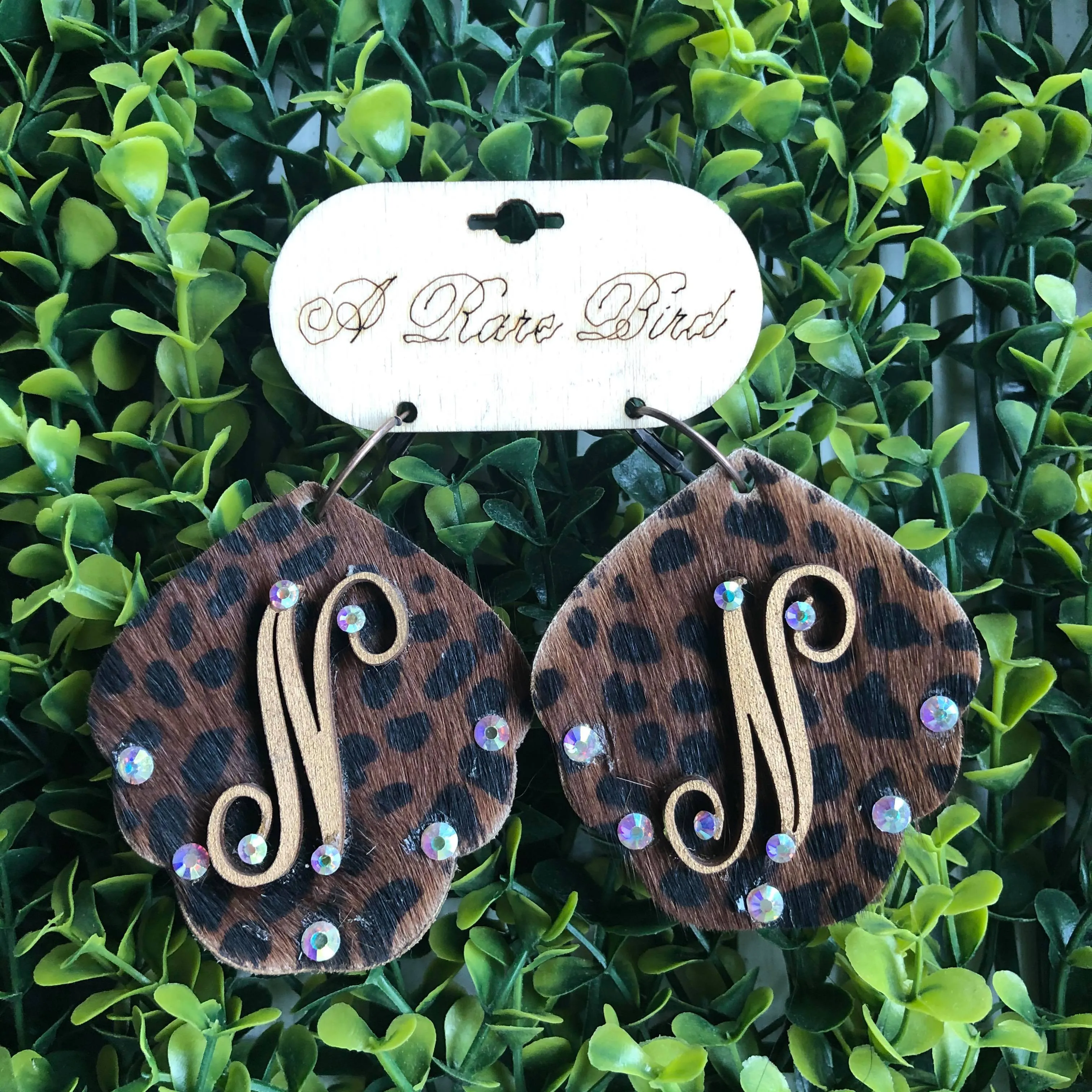 Cheetah Print Initial Earrings