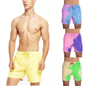 Color-changing Beach Shorts Men Swimming Surfing Board Swimwear Quick Dry Discoloration Shorts