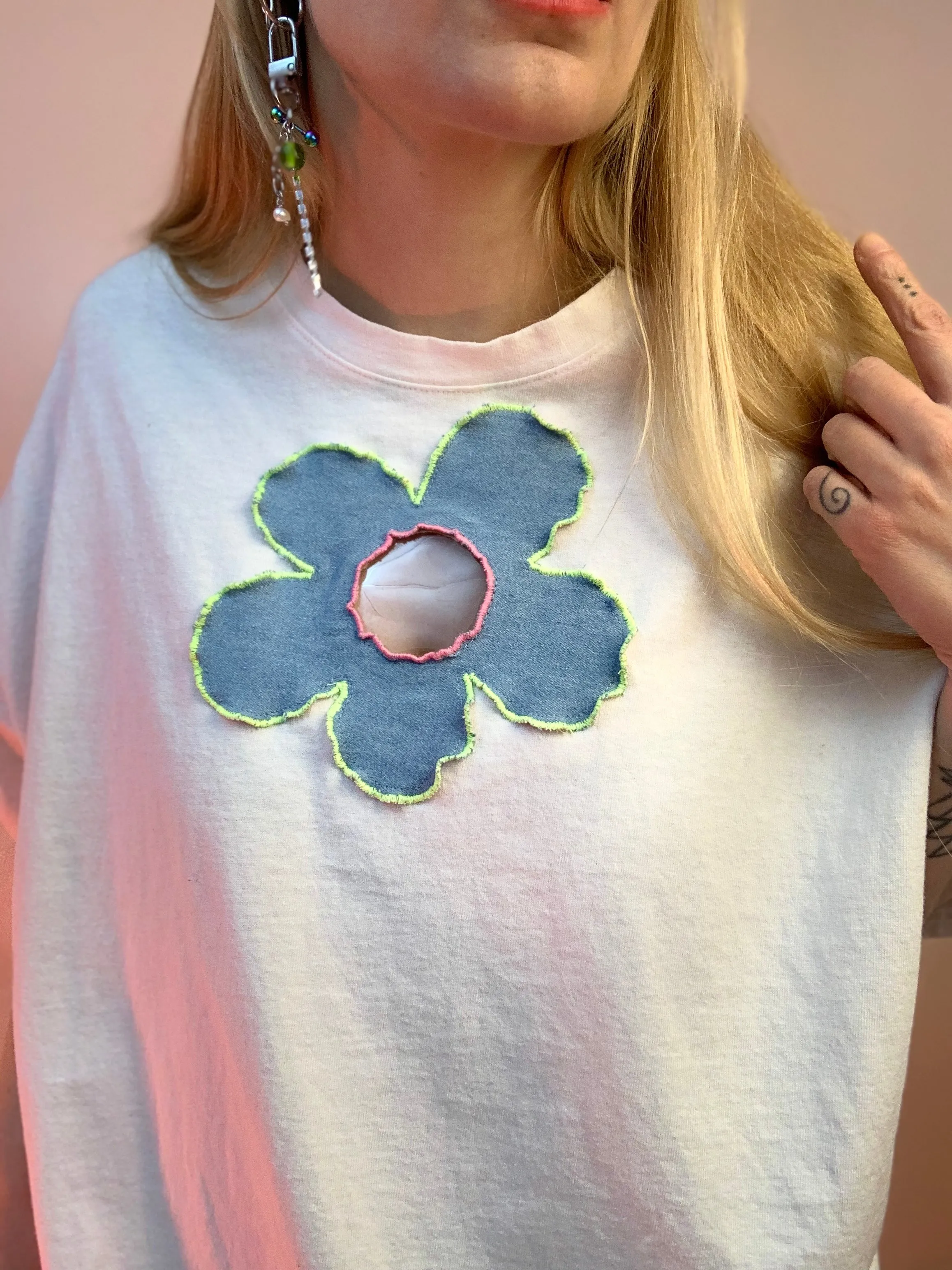 Custom vinyl scrap flower tee