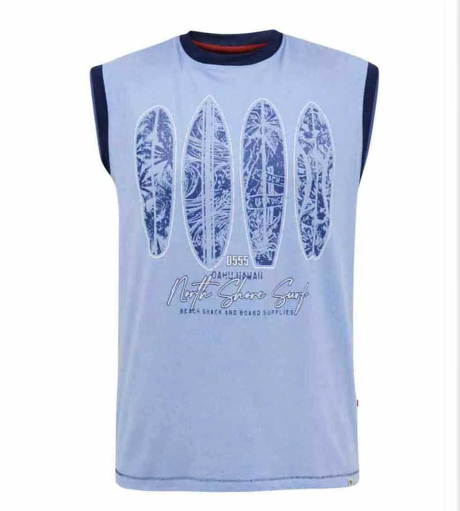 D555 Big Mens Surfboard Printed Sleeveless T-Shirt (BRETTON)