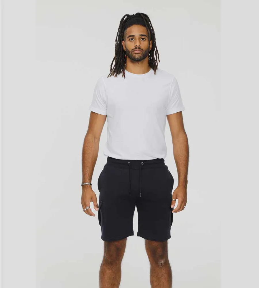 D555 Mens Navy Fleece Cargo Shorts With Elasticated Waist (CYRUS 1)