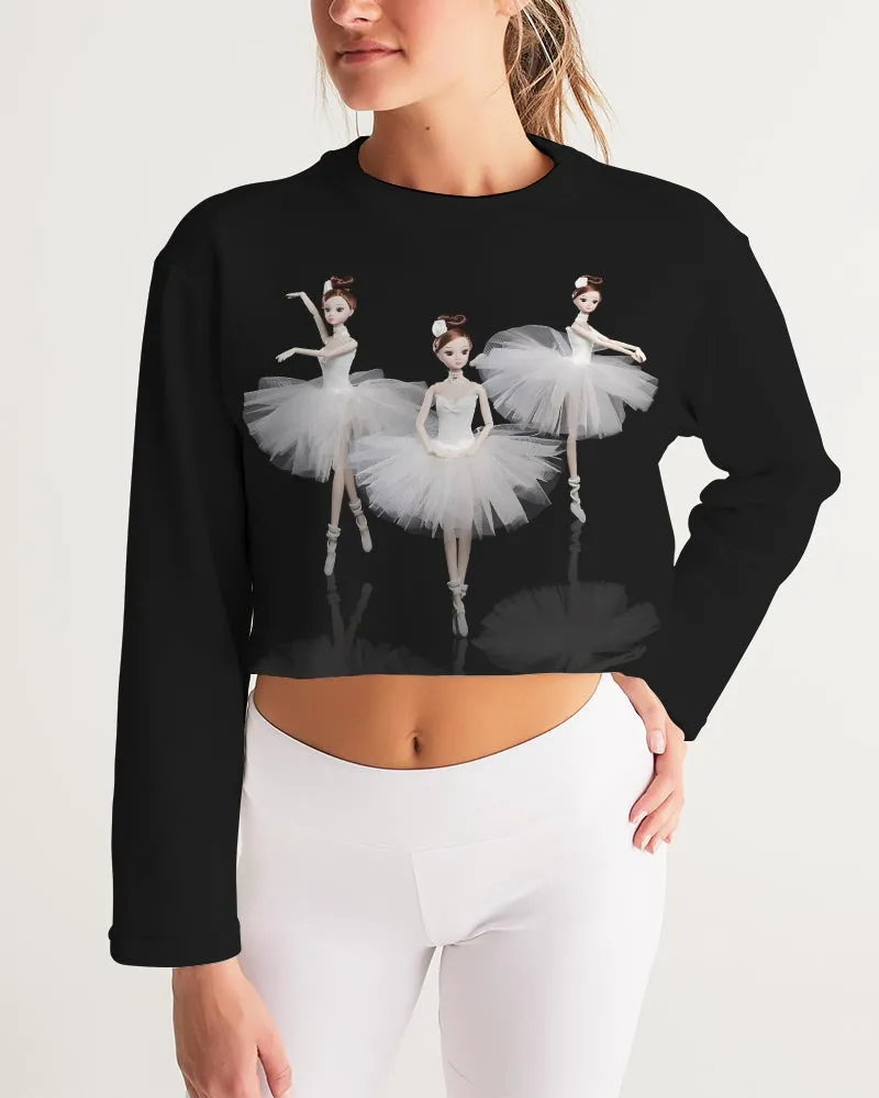 DOLLY  Ballerina Dolls White Women's Cropped Sweatshirt