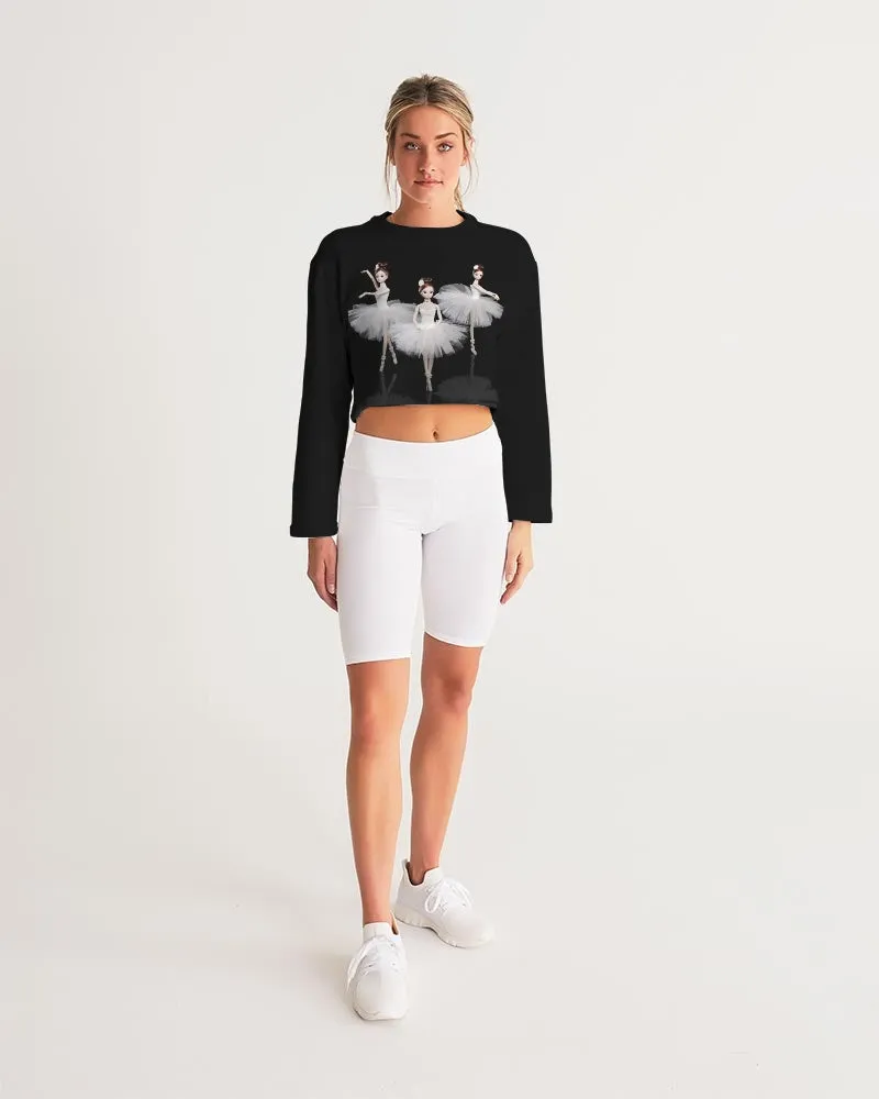 DOLLY  Ballerina Dolls White Women's Cropped Sweatshirt