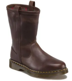 DR MARTENS - IDRIS DARK BROWN BURNISHED LEATHER WYOMING BOOT