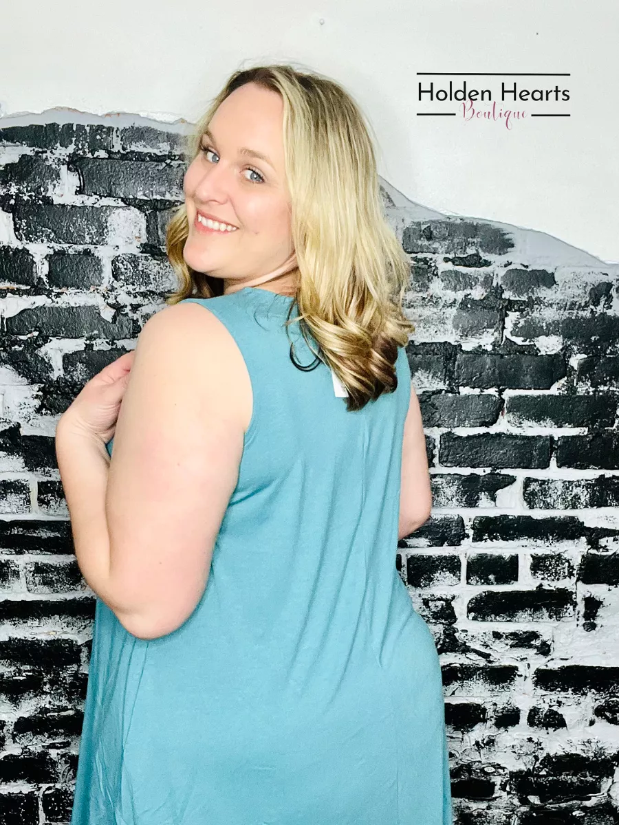 Dusty Teal Night On the Town Swing Dress