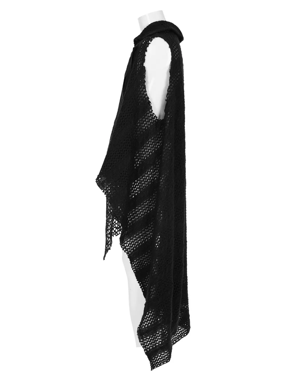 Edgy Post-Apocalyptic Knitted Gauze Spliced Cape