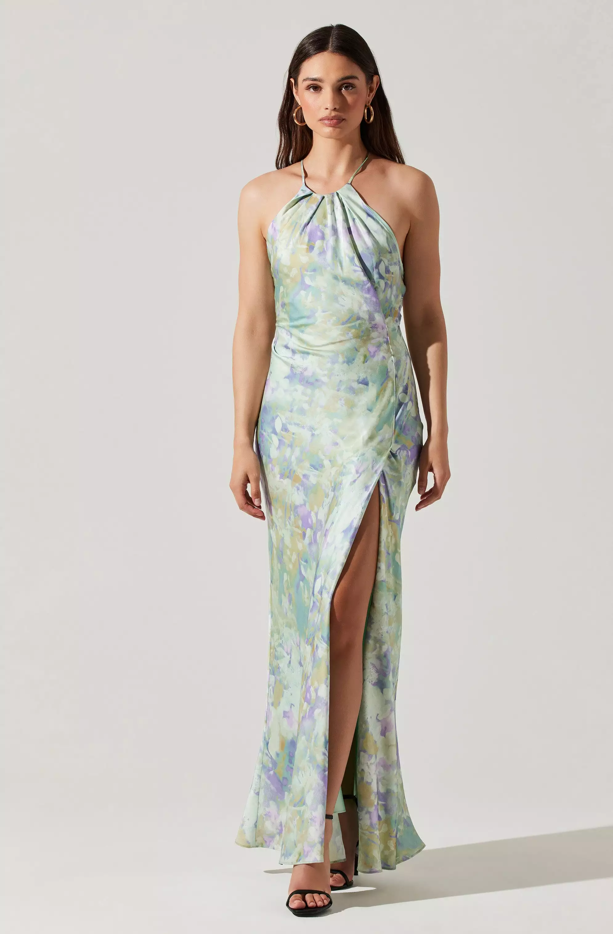 Elynor Satin Halter Maxi Dress