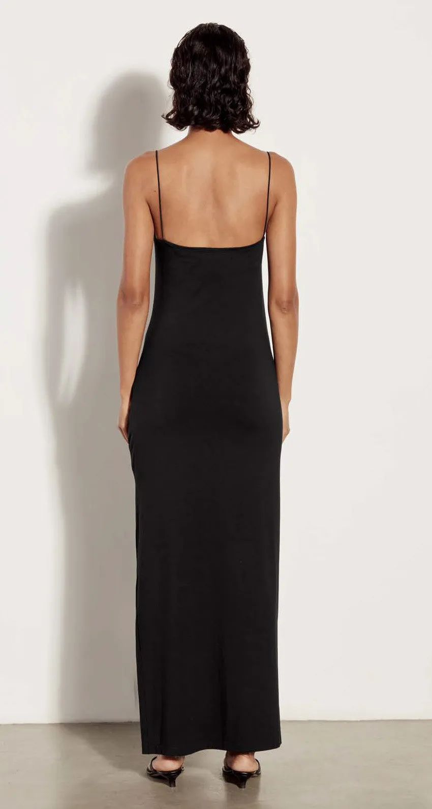 Enza Costa Strappy Side Slit Maxi Dress in Black 