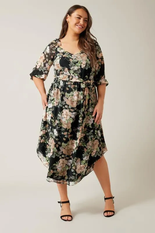 Evans Black Floral Maxi Dress