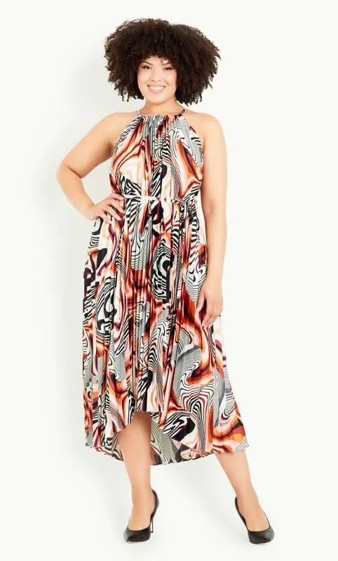 Evans White & Black Swirl Print Halterneck Tie Waist Maxi Dress