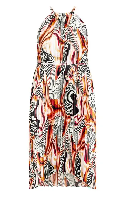 Evans White & Black Swirl Print Halterneck Tie Waist Maxi Dress