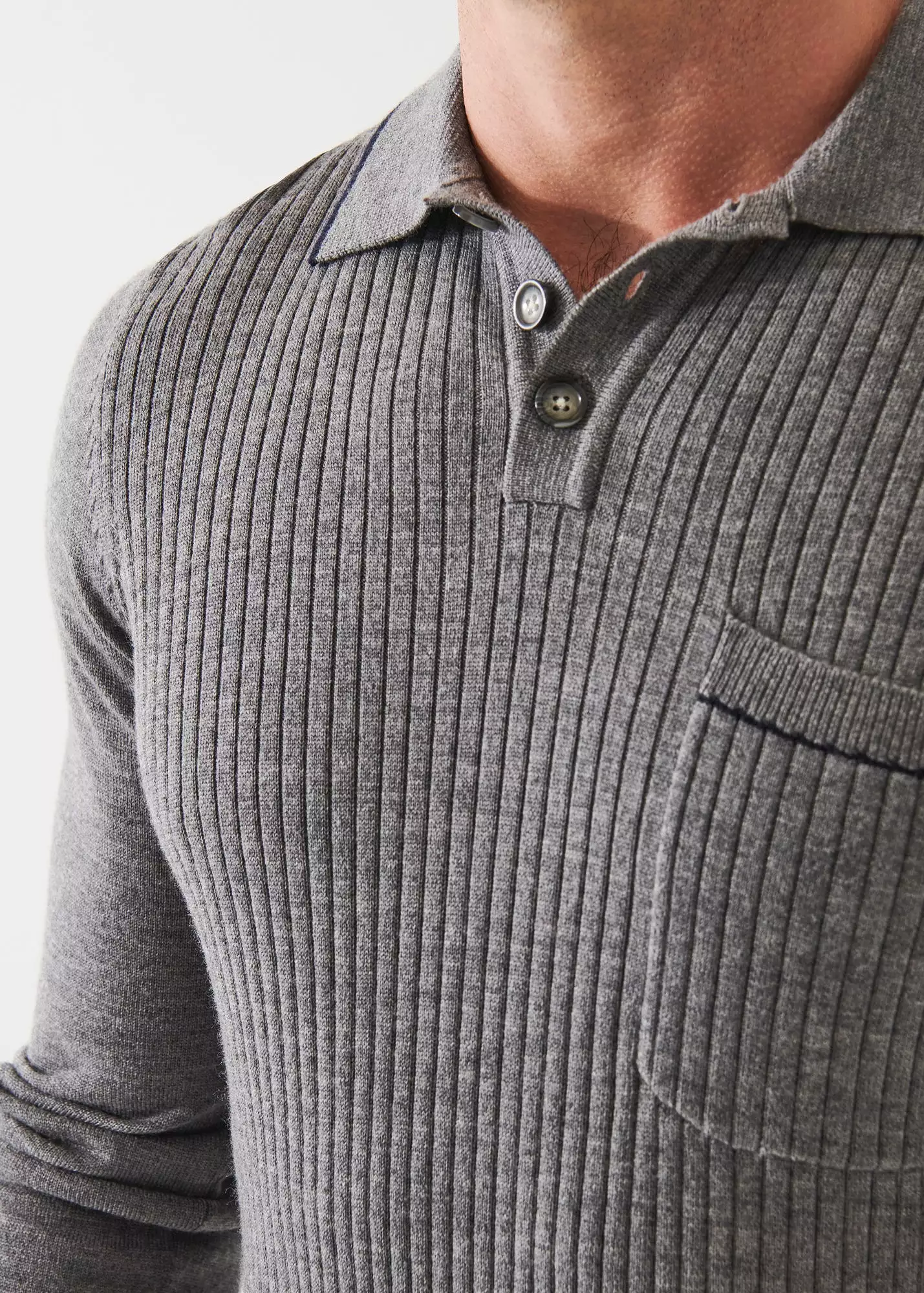 EXTRA-FINE MERINO TIPPED POLO SWEATER