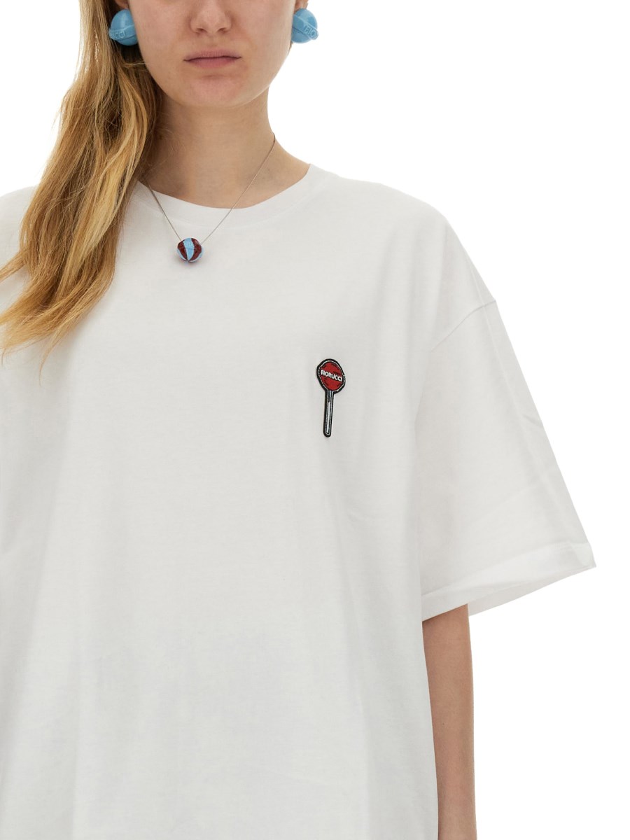 FIORUCCI      T-SHIRT IN JERSEY DI COTONE CON STAMPA LOLLIPOP 