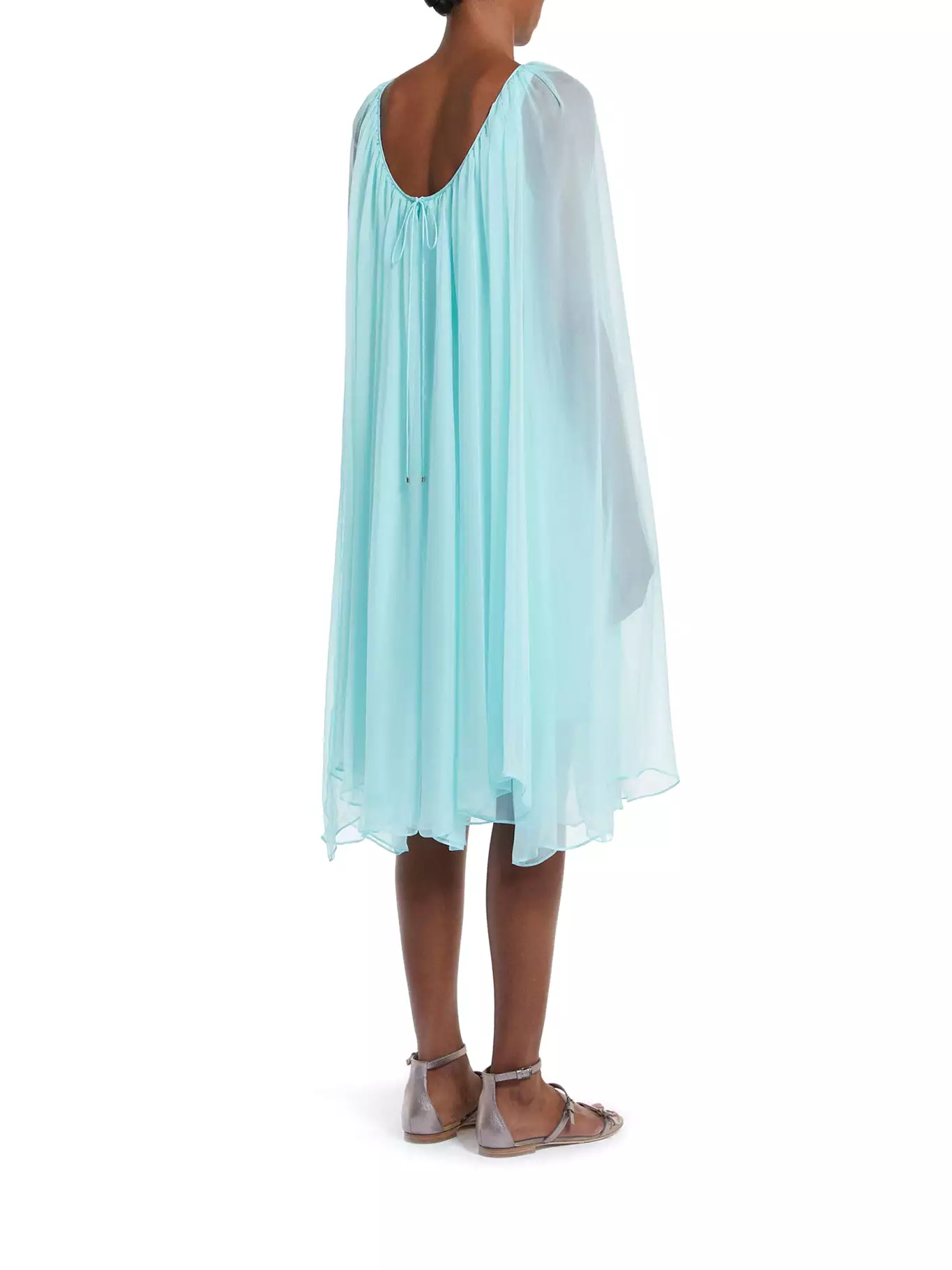 Flared dress in silk chiffon