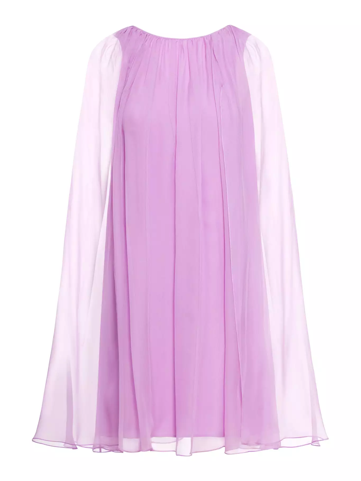 Flared dress in silk chiffon