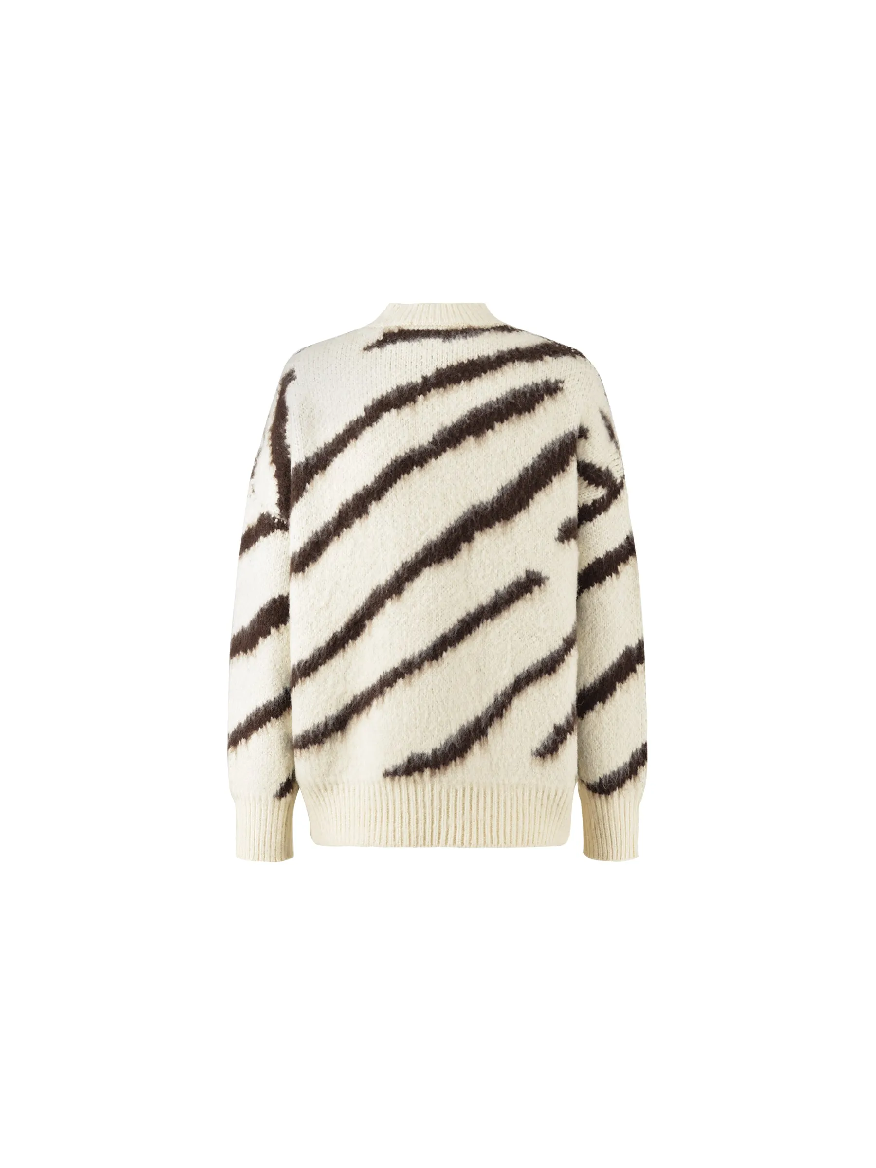 Fluffy Mock Neck Zebra Sweater