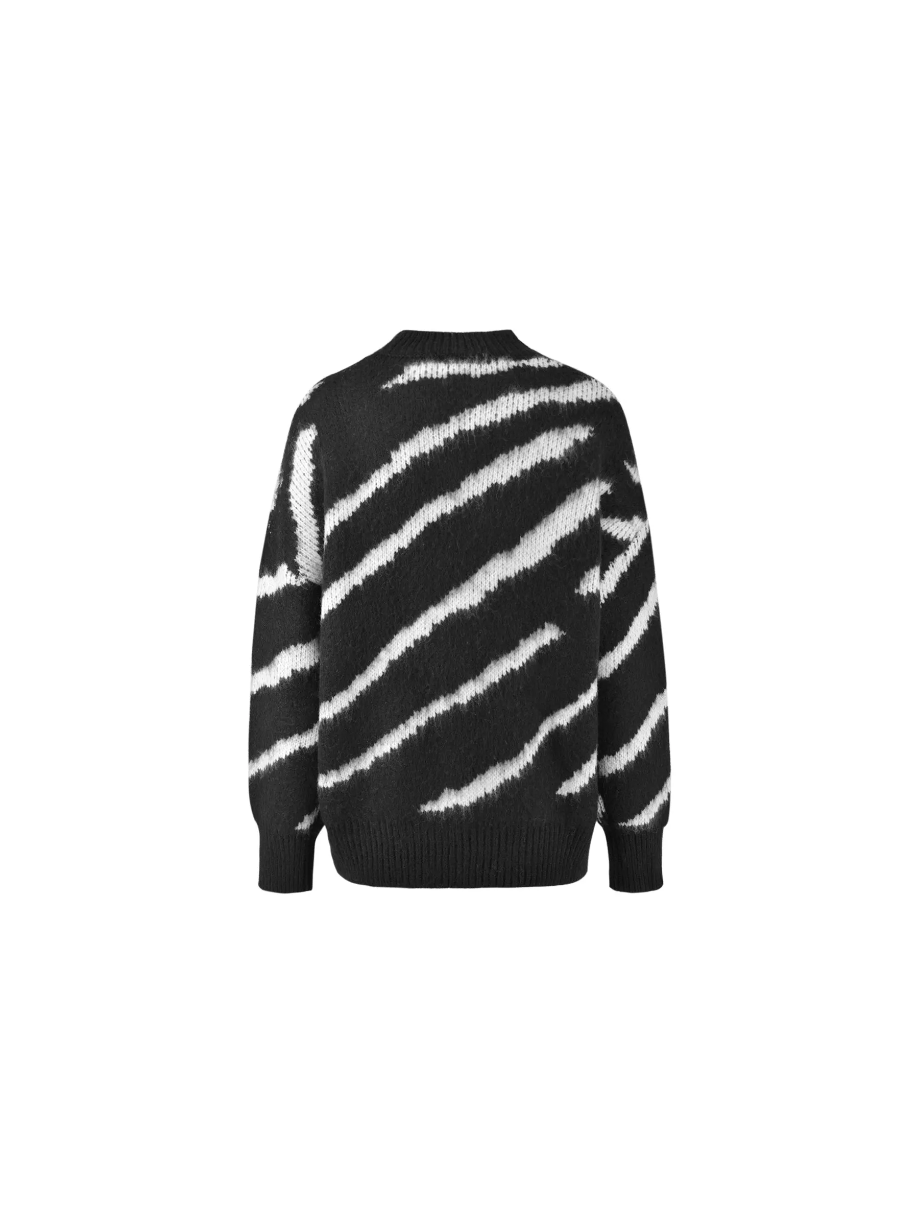 Fluffy Mock Neck Zebra Sweater