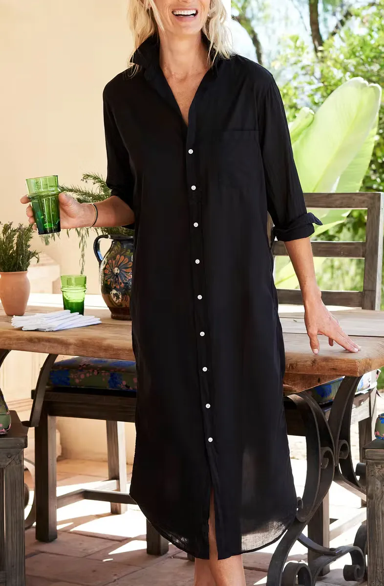 Frank & Eileen RORY Voile Maxi Dress in Black 