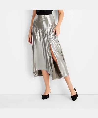 Future Collective Women's Flowy Satin Midi Skirt