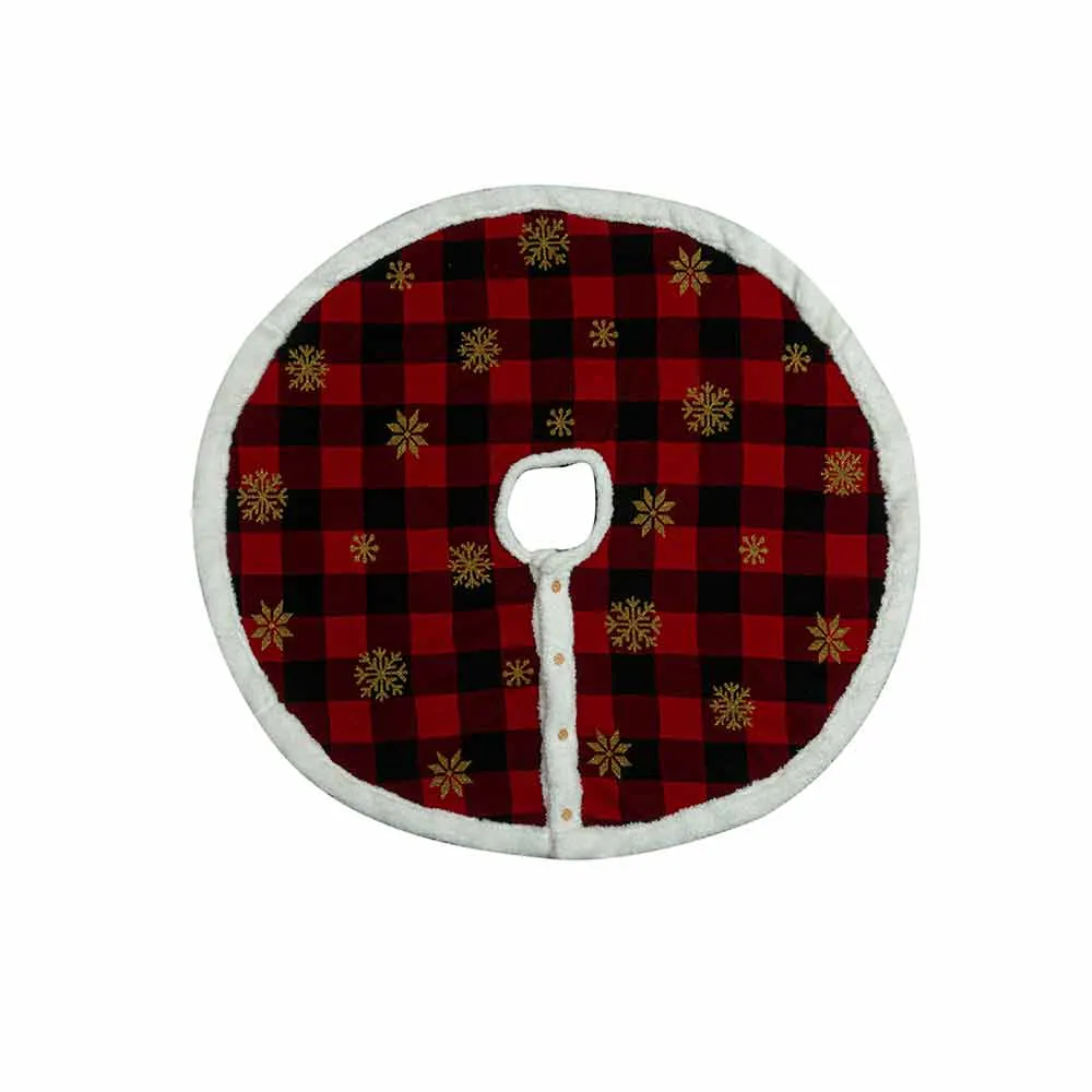 Gentle Snowfall Plaid Tree Skirt