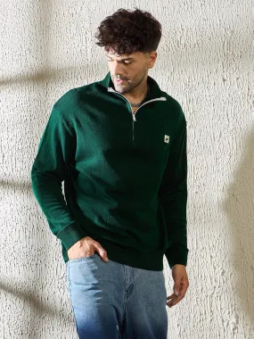 Green Turtleneck Quarter Zip Sweater