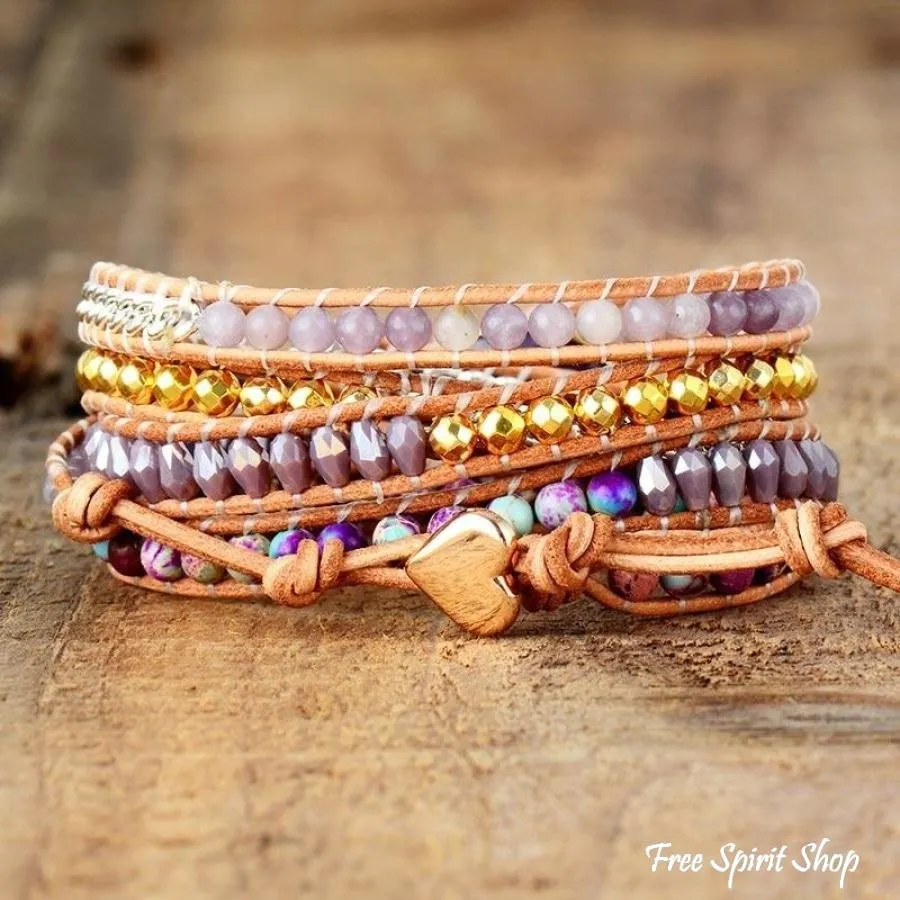 Handmade Amethyst & Purple Jasper Wrap Bracelet