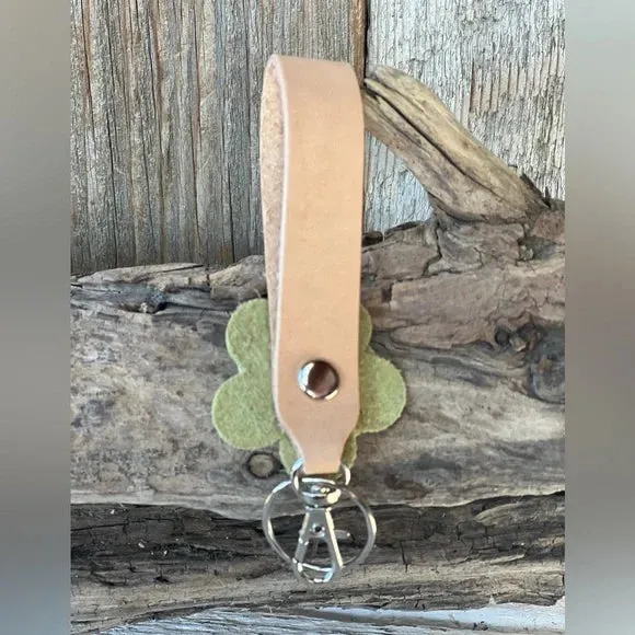 Handmade Leather Flower Keychain